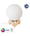 GLOBOSTAR® MOON 79606 Μοντέρνο Επιτραπέζιο Φωτιστικό Πορτατίφ LED 2W 120lm 360° Επαναφορτιζόμενο DC 5V με USB 2.0 IP20 Πολύχρωμο RGBW - Λευκό & Μπεζ - Μ12 x Π12 x Υ15cm - 2 Χρόνια Εγγύηση